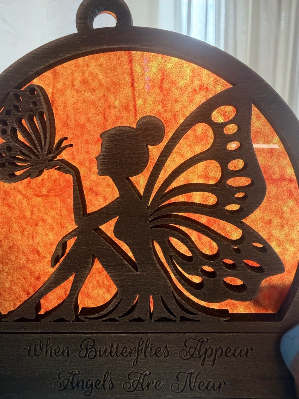 Hand crafted by me fairy/butterfly Wood sun catcher customized made to order - Picture 8 of 8
